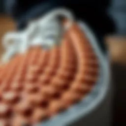 Close-up of gum sole texture showcasing grip and durability