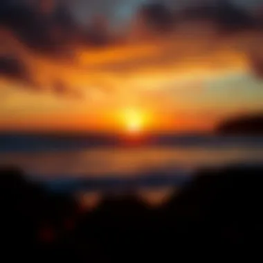 A vibrant sunset over the surf at Hostel & Surfcamp 55