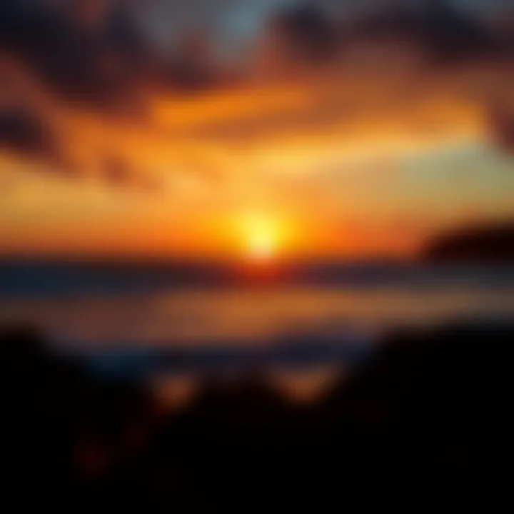 A vibrant sunset over the surf at Hostel & Surfcamp 55