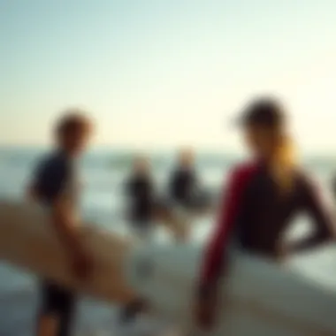 Group of surfers enjoying a lesson at Hostel & Surfcamp 55