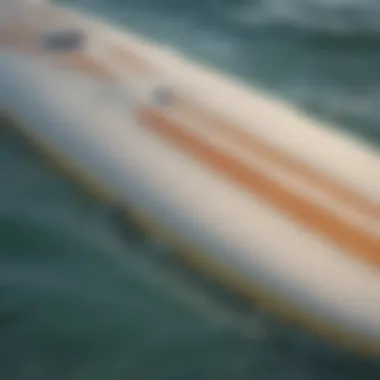 Close-up of a soft-top surfboard demonstrating beginner-friendly features.