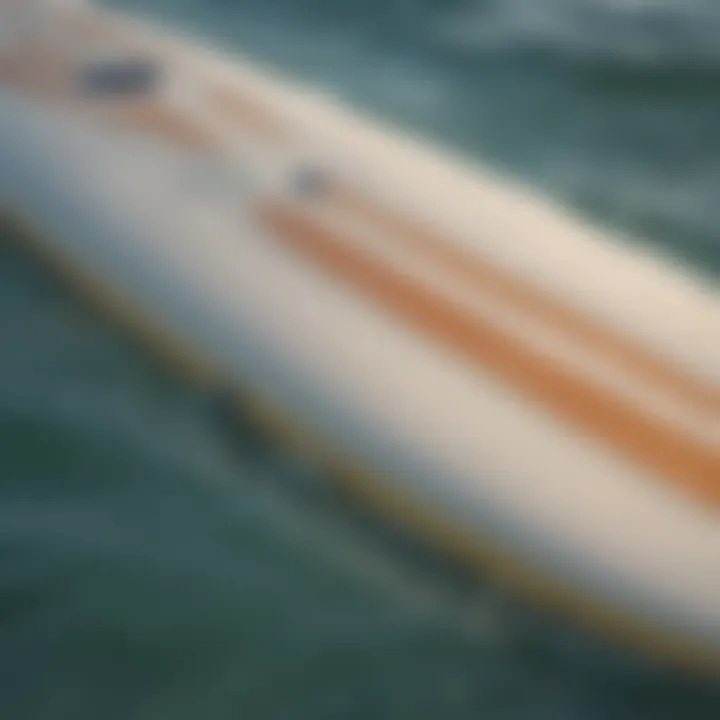 Close-up of a soft-top surfboard demonstrating beginner-friendly features.