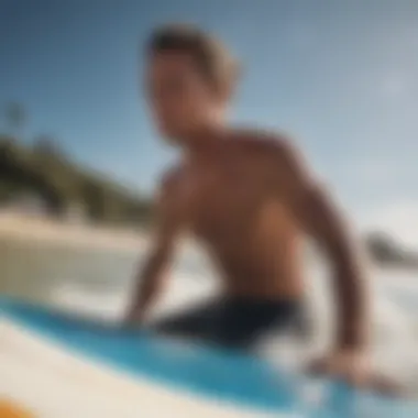 Dehydration Symptoms in Surfboarding Visual representation of dehydration symptoms on a surfboarder