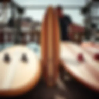 An assortment of specialized boards designed for inland surfing, highlighting their unique features and designs.