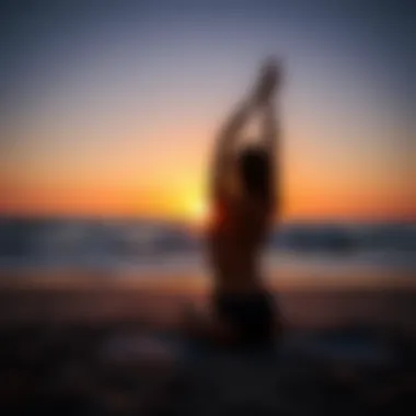 Tranquil Beach Yoga at Sunrise Serene yoga session on the beach at sunrise