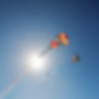 Close-up of vibrant kites soaring in the clear blue sky over Tarifa.