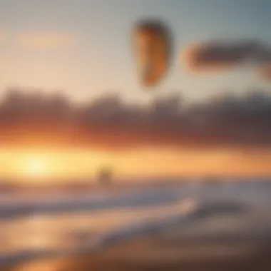 Understanding Wind Patterns: A Kitesurfer's Paradise A serene beach scene at sunset with wind patterns