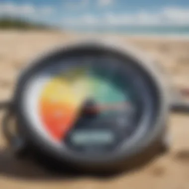Measuring the Wind: Essential Tools for Kitesurfing Close-up of a wind meter on the beach