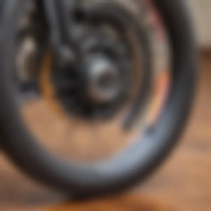 Close-up of longboard wheels with different durometers