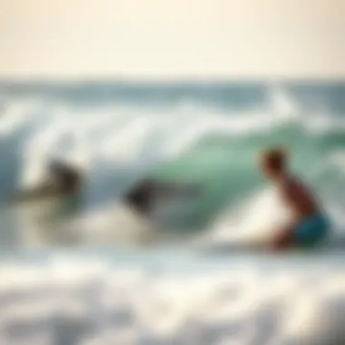 Surfers catching waves during a thrilling competition at the beach