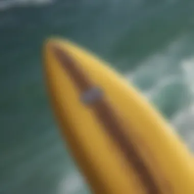 A close-up view of a Naish surfboard showcasing its unique design and craftsmanship.