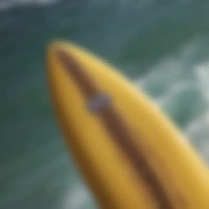 A close-up view of a Naish surfboard showcasing its unique design and craftsmanship.