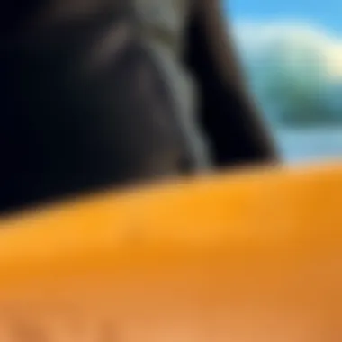 Close-up of wetsuit seams and construction