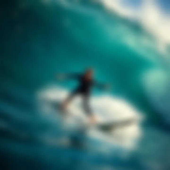 Close-up of essential surfing skills in action