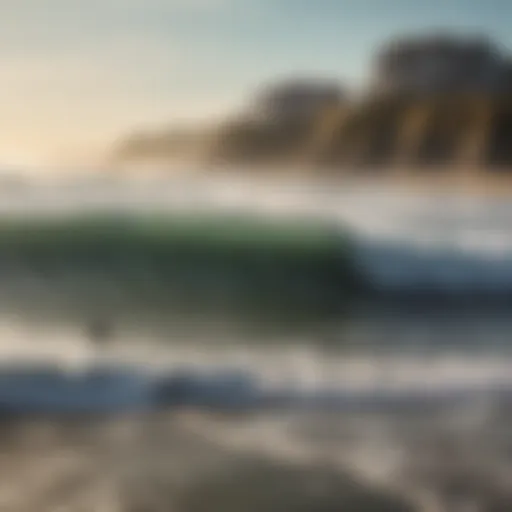 A breathtaking view of surfers catching waves at Rockaway Beach