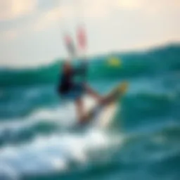 Dynamic nekitesurfing action on the waves
