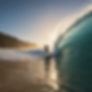 Close-up of a surf photographer in action