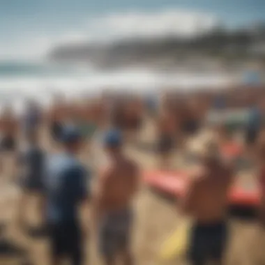 A vibrant community gathering at a California surf competition