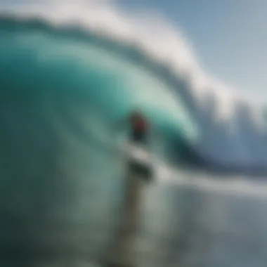 Diverse surfers riding waves at a famous Californian surf spot