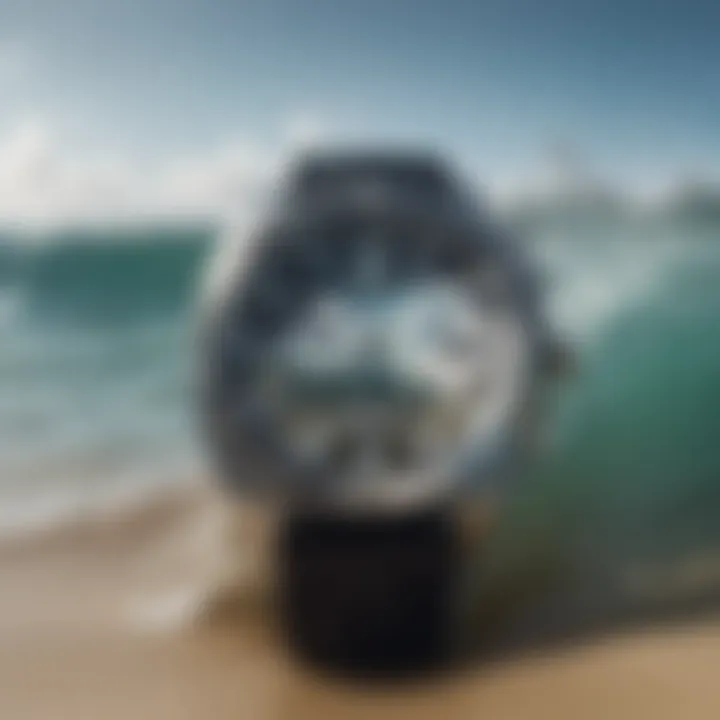 Ocean waves with Rip Curl Tidal Watch overlay