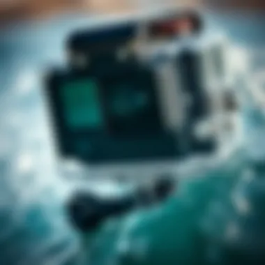 Close-up of a rugged water sports camera showcasing its durability