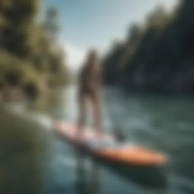 Illustration of paddle boarding technique focused on balance