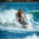 Dynamic powered boogie board gliding through waves