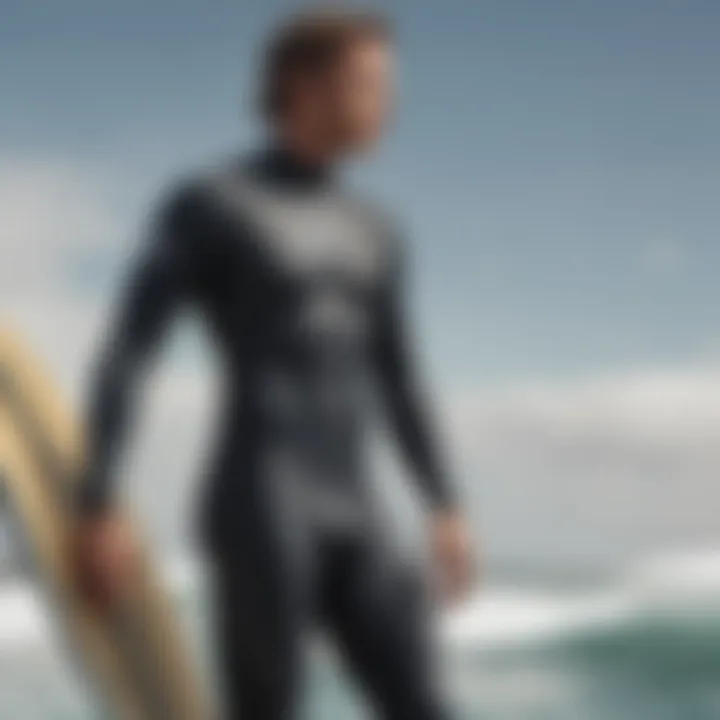 Illustration of a properly fitted wetsuit on a surfer