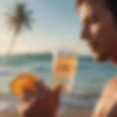 Surfer enjoying a refreshing drink post-session