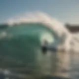 Surfer riding a wave at Rockaway Beach