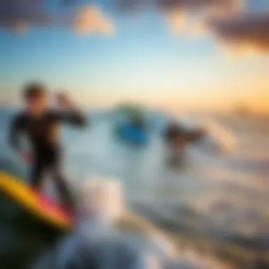 Surfers catching waves at Scheveningen Beach