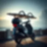 Innovative scooter surfboard rack design showcasing versatility