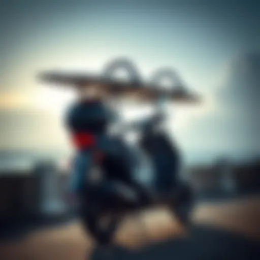 Innovative scooter surfboard rack design showcasing versatility