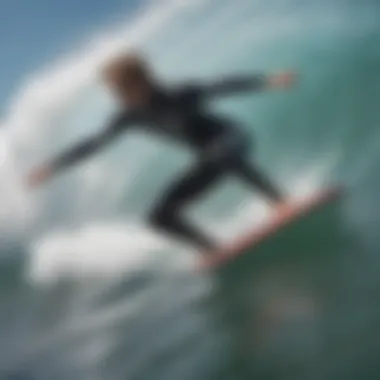 Surfer in action wearing a wetsuit in cool water