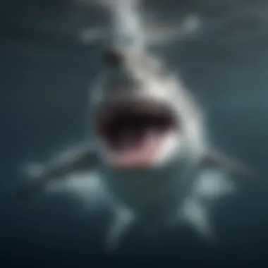The Great White Shark: Apex Predator of the Ocean A majestic great white shark swimming gracefully in the ocean depths.