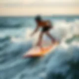 Dynamic view of a powered surfboard in action on the waves