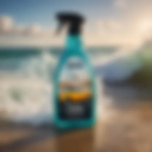 Close-up of Surf City Barrier Reef Spray Wax bottle