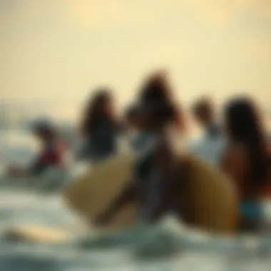 Surf culture community engaging in an ocean activity
