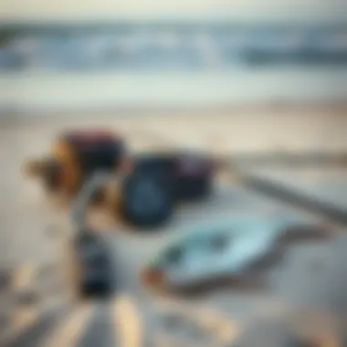 Essential Gear for Successful Surf Fishing Essential surf fishing gear laid out on the beach