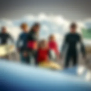 Unity in Surf Culture Diverse group of students learning to surf
