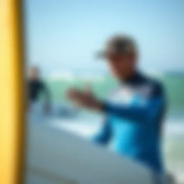 Instructor demonstrating surf safety techniques