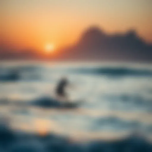 Surfing at sunset in Lima's coastline