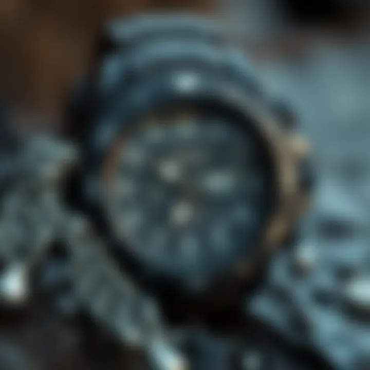 Close-up of a rugged surf watch with water-resistant features