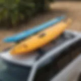 Different types of surfboard roof rack attachments showcased