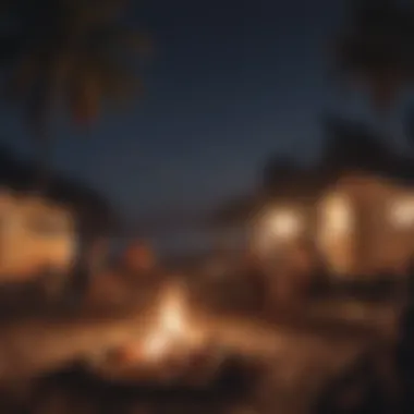 Community in Surfing A group of surfers sharing stories around a campfire, reflecting community bonds