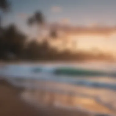 Tranquility of Surfing A serene beach at dusk, symbolizing the tranquility found in solitude