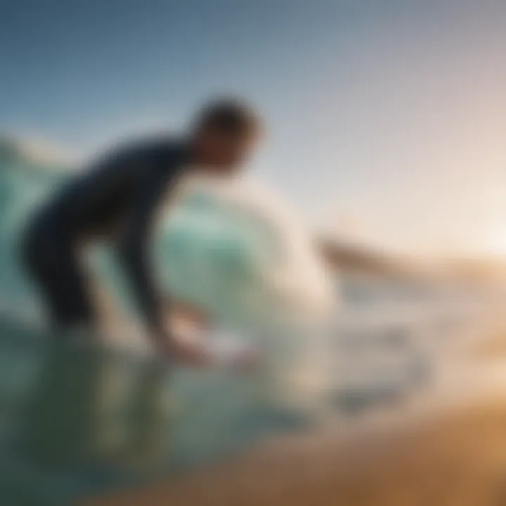 Surfer checking Rip Curl Tidal Watch at the beach