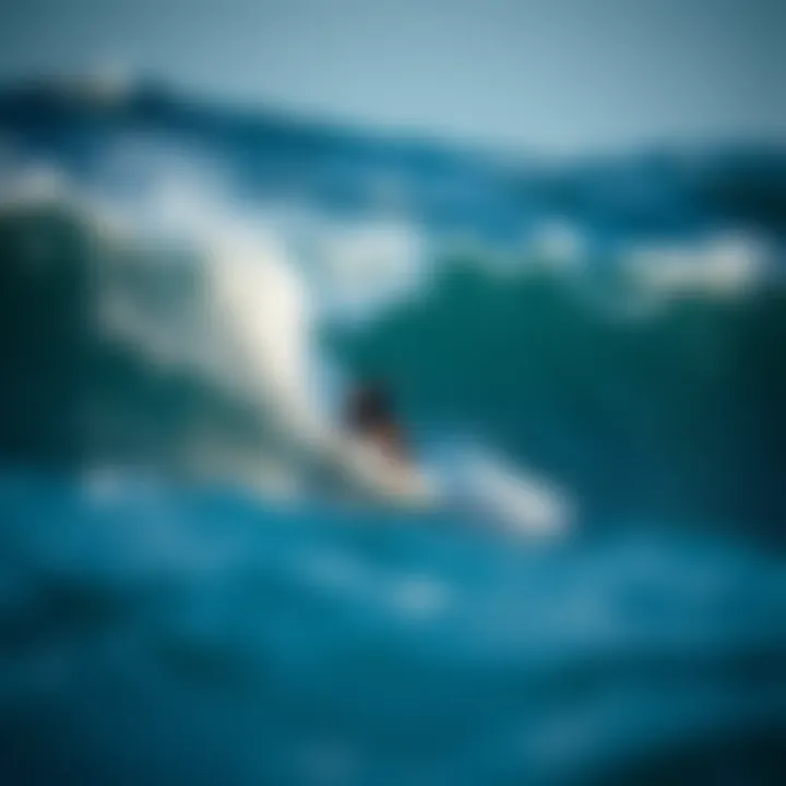 Surfer riding a wave with FCS II fins