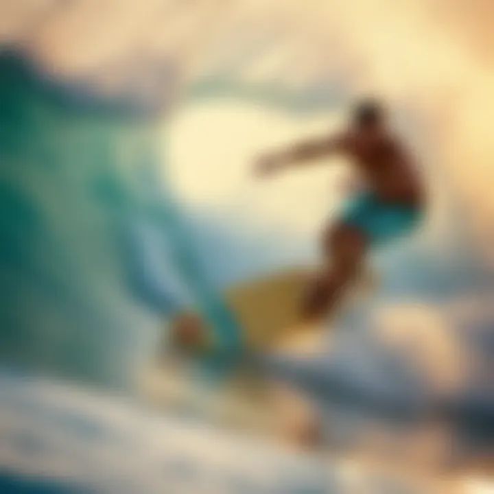 Surfer riding a wave on a formula fun surfboard, demonstrating performance