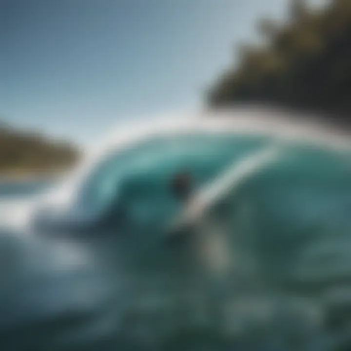 A surfer skillfully riding a wave behind a boat.